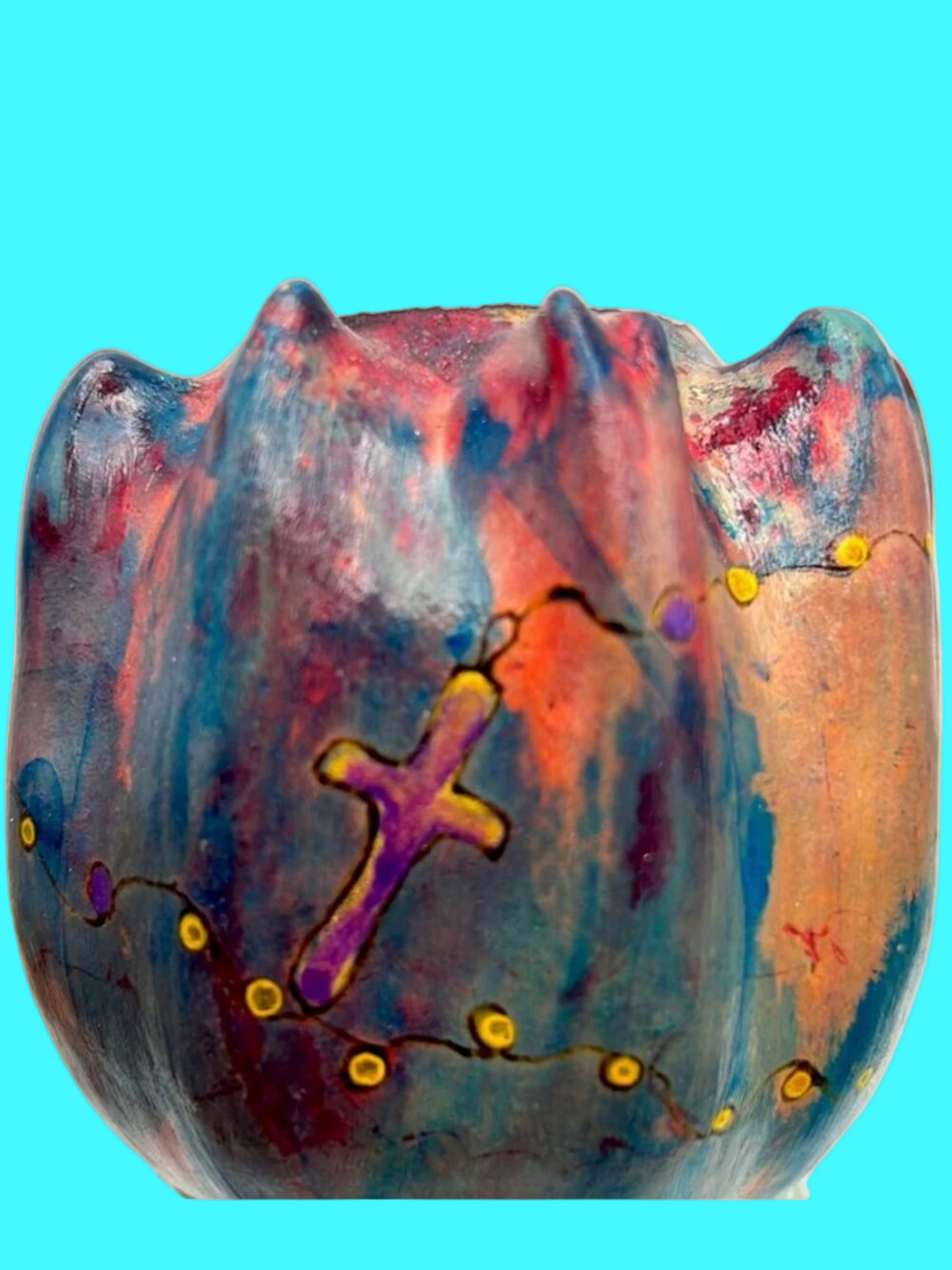 “Crown of Thorns Rosary Holder” Original Gourd Art Vessel Kristina Simkins ©2013